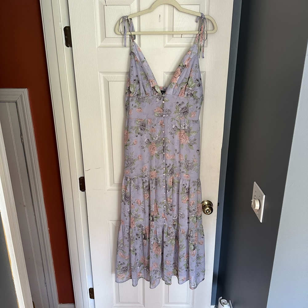 Lulu's Purple Ruffled Tiered Midi Dress